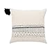 Cozi Abode Boho Geometric Decorative Throw Pillow Covers Set of 3 18 X 18” 12 X 20” for Bed/Sofa Tribal Tassels Tufted Modern Black and Ivory