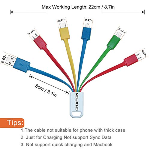 Multi Charging Cable,CHAFON 6 in 1 USB Charge Cable with Type C,2 Micro USB, Mini USB,Phone Connectors for Charging Cell Phones Tablets and More- 2 Pack