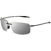 JULI Sports Sunglasses for Men Women Tr90 Rimless Frame for Running Fishing Golf Surf Driving MJ8009
