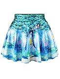 Women's Cartoon Digital Print Stretchy Flared Pleated Casual Mini Skirt,One Size,Alice in Wonderland
