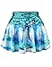 Women's Cartoon Digital Print Stretchy Flared Pleated Casual Mini Skirt,One Size,Alice in Wonderland