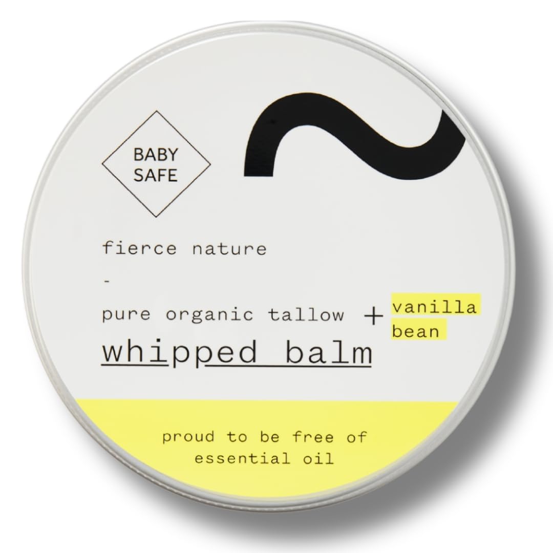 Fierce Nature Organic Tallow Whipped Body Balm – Rich in Natural Vitamins A, D, E & K – Vanilla Bean Infused, Essential Oil Free – Daily Moisturizer for Face, Lips & Body – 120g