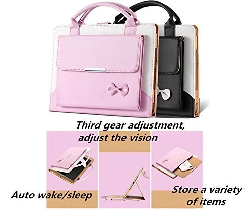 iPad Pro 10.5 Stand Case,elecfan PU Leather Handbag Smart Stand Case Auto Wake/Sleep Feature with Wallet File Pocket for 10.5 Inch Apple iPad Pro - Pink