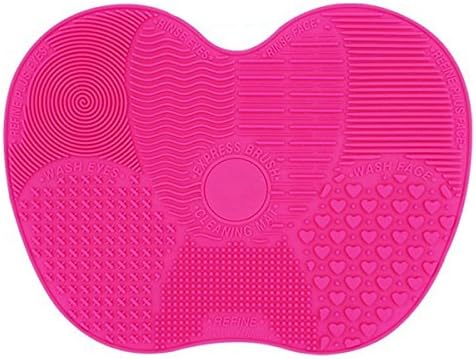 Silicone Makeup Brush Cleaning Mat Washing Tools Hand Tool Large Pad Sucker Scrubber Board Washing Cosmetic Brush Cleaner Tool (Pink)