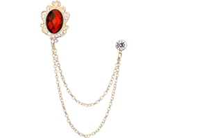 GUAFEIH Men's Gem Brooch Lapel Pin Badge Hanging Chains Collar Brooches Pin for Career Suit Tuxedo of Shirts Tie Hat Scarf for Boyfriend Father Birthday