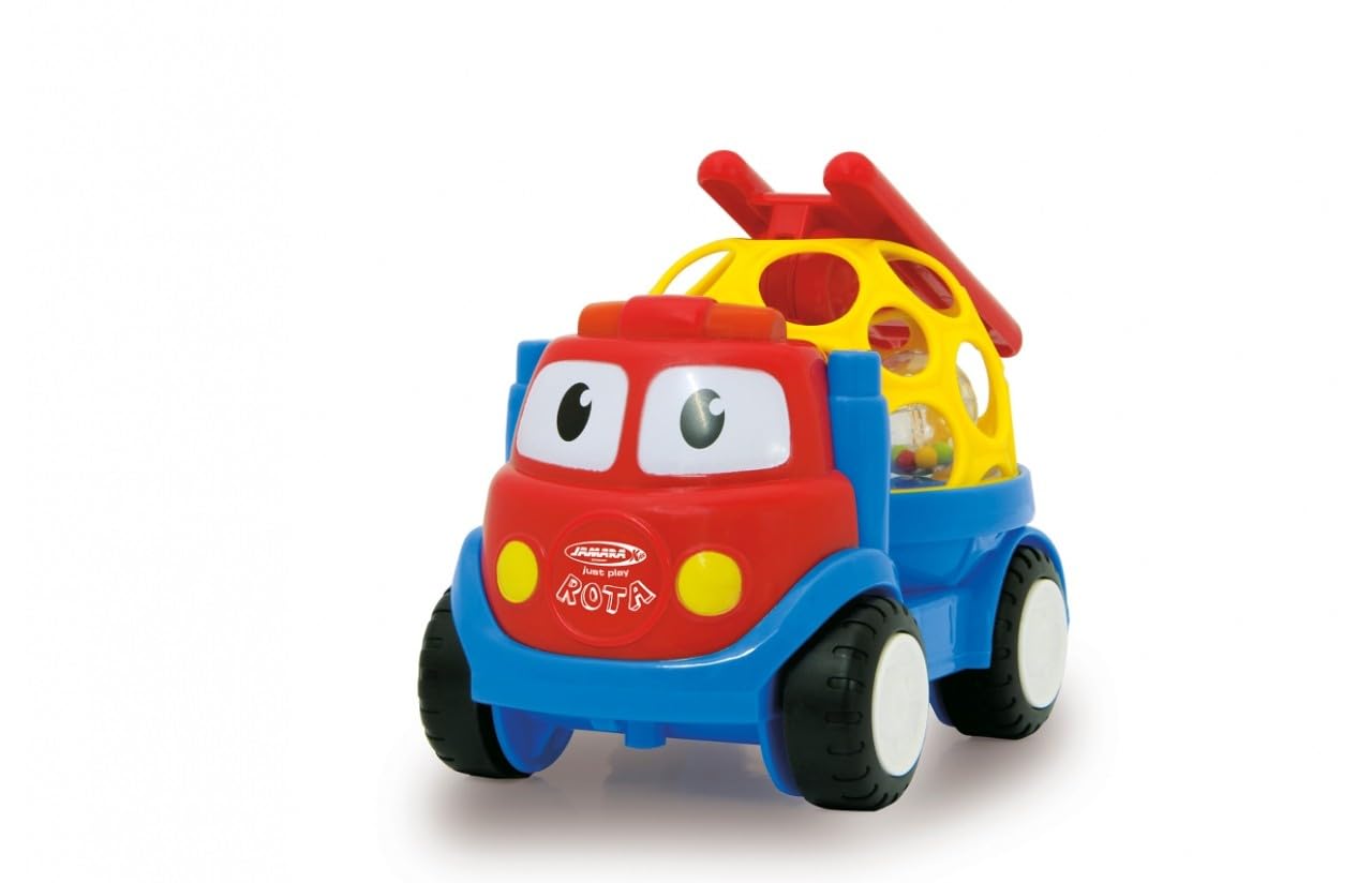 Jamara 460465 Rota Car with Ladder Softball with 360° Rotation and Geometric Holes, Rotating Plastic Ball, Promotes Motor Skills and Imaginative Playing, Red