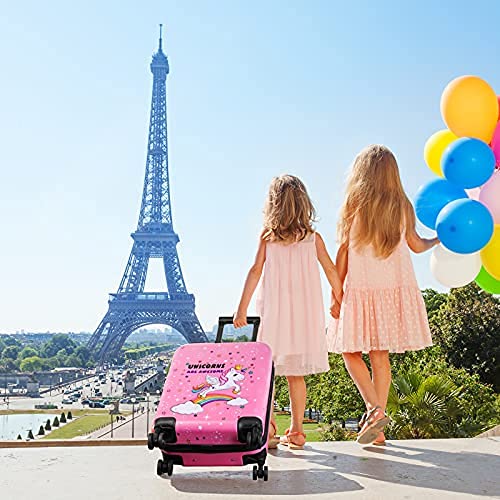 Weewooday Kids Luggage and Backpack 18 Suitcase with Spinner Wheel Hard Case Travel 13 Backpack Girl Suitcase Set for Kids Travel Supplies(Pink,Unicorn Style)