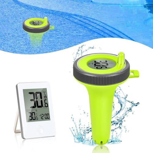 Generic Digital Pool Thermometer - Floating, Wireless, Easy to Read for Indoor Monitor, Ice Bath, Hot Tub, Fish Tank - White and Blue