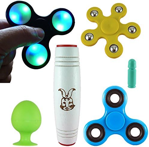 Best Fidget Spinner Set, Including 3 Spinners: LED Fidget Spinner, Blue High Speed Tri Spinner, Flower Spinner for Small Hands and the New Fidget Stick Toy. 2 Free Surprising Bonuses Inside!