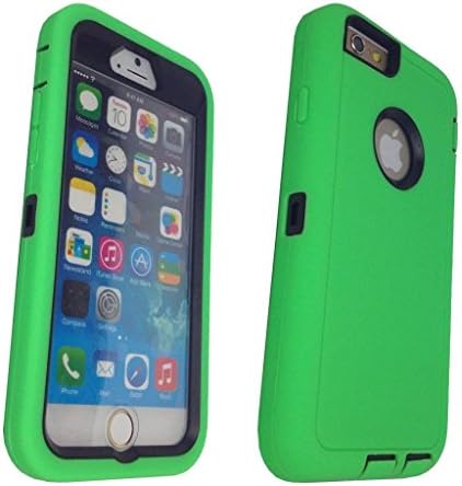 iphone 6 case, Lucky On iPhone 6 / 6s 4.7in Durable Dual Layer Protective Hybrid Armor Heavy Duty Shockproof Shell Case - built-in Transparent Screen Protector - Green &amp; Black
