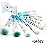 FONY Squama Makeup Brushes 10 Pcs Professional Makeup Brush Set, Premium Silky Soft Synthetic Bristles with Squama Handles Cosmetics Brush Kit (10, Fresh)