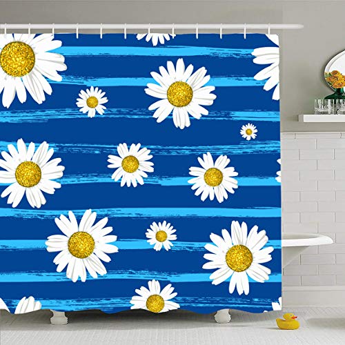 Ahawoso Shower Curtains 72 X72 Pattern Yellow Daisy White Daisies