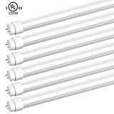 SGL 6-pack T8 LED Light Tube, 4ft, 22W(48W Equivalent) 2310 Lumens, 5000K Daylight, Single-Ended Power Frosted Cover, G13 Lighting Fixtures, UL-Listed & DLC-Qualified