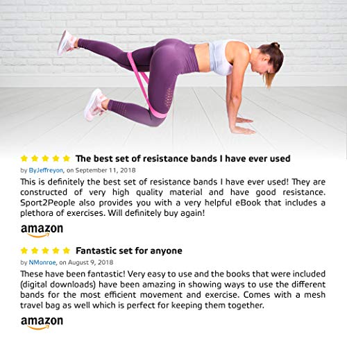 image for sport2people Set of 4 Exercise Resistance Loop Bands with 2 Workout E-