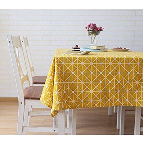 Meiosuns Table Cloth, Rectangular Tablecloth, Cotton Linen, Simple Twill Tablecloth, Suitable for Home Kitchen Decoration, Various Sizes, Linen cotton, yellow, 120 x 160 cm