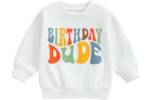Kayotuas Cute Birthday Shirt for Toddler Baby Boy Girl Crewneck Sweatshirt Letter Print Long Sleeve Pullover Top Fall Clothes
