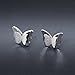 Stainless Steel Butterfly Stud Earrings Frosted 18k Rose Gold Plated Jewelry for Women (Steel Color)