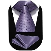 HISDERN Ties for Men Plaid Checkered Tie with Pocket Square Woven Business Formal Necktie Handkerchief Set Wedding Party
