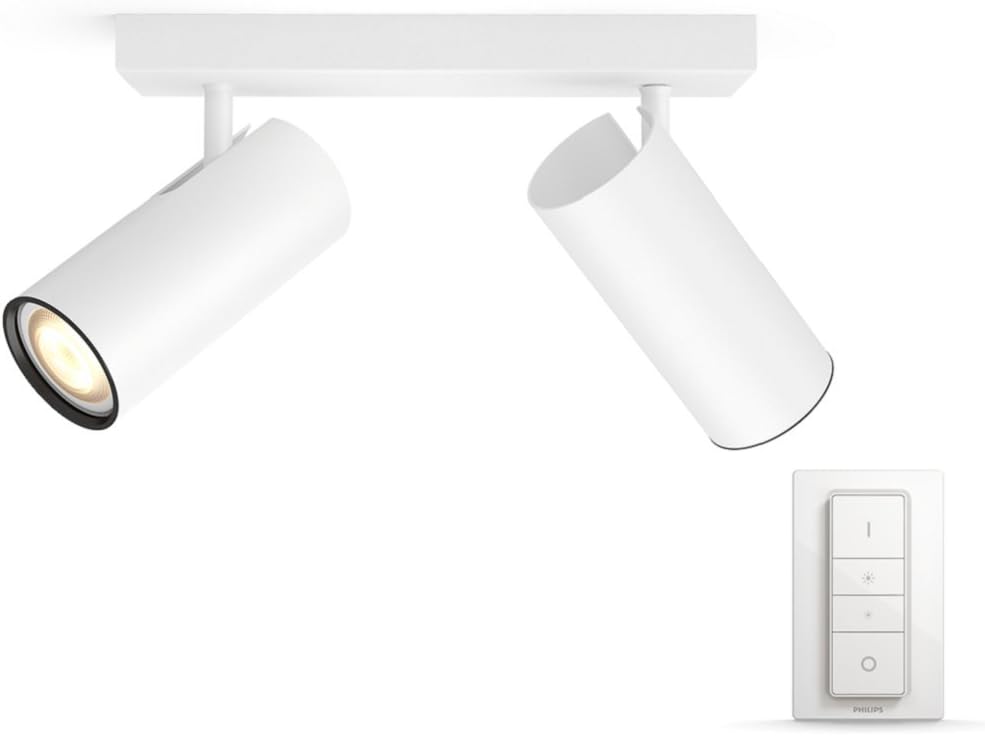 BURATTO Single spot White 2X with dimmer Switch, 7x24x11.2 cm