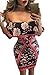 Pretid Women Sexy Off Shoulder Floral Print Bodycon Stretchy Club Party Dress