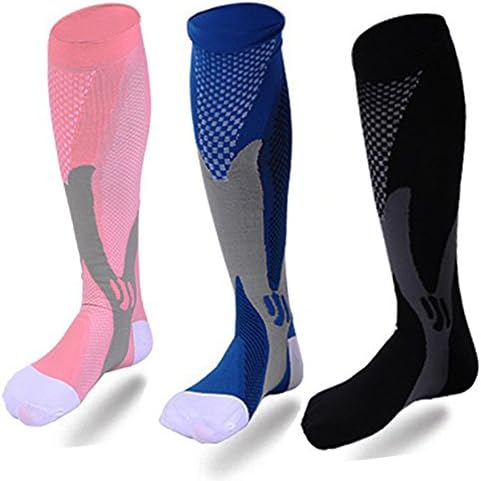 3 Pairs Compression Socks for Men and Women Graduated Athletic Socks for Sport Medical, Athletic, Edema, Diabetic, Varicose Veins, Travel, Pregnancy, Shin Splints, Nursing