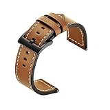 CIRCLE for Amazfit Stratos Smartwatch2/2S, Harmin Amazfit Stratos Bands Genuine Leather Replacement With Black Buckle Strap for Huami Amazfit Stratos 2 SmartWatch (Brown)