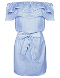 Aifer Women's Casual Summer Off Shoulder Midi Dresses Striped Ruffles Strapless Dresses