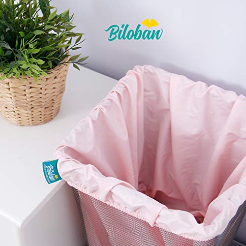 Biloban Diaper Pail Wet Bags 2 Pack, Water-Resistant Washable Diaper Pail Liner for Cloth Diaper, Laundry Garbage Trash Can Travel, White + Pink - Thumbnail 6