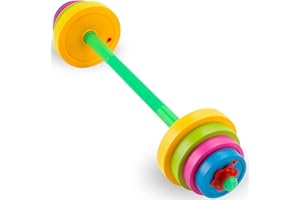 Liberty Imports Kids Barbell Weight Set - Adjustable Workout Toy Equipment for Children Pretend Play Exercise - Toddler Beginner Gym, Fitness, Weightlifting and Powerlifting (32 inches), multicolored