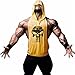Panegy Men's Gym Hoodie Tank Top Sleeveless Skull Print Sport Fitness Tee - Yellow L
