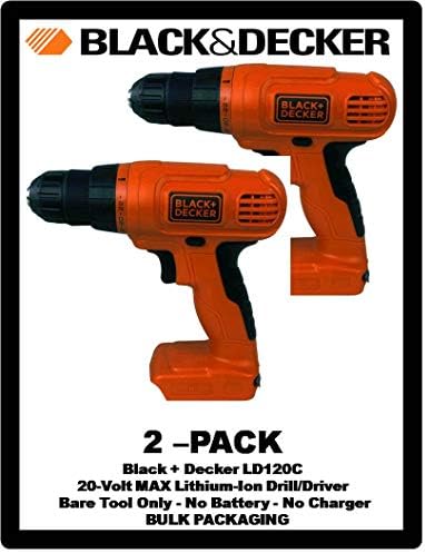 Black + Decker LD120 20-Volt MAX Lithium-Ion Drill/Driver (Bare Tool Only - No Battery - No Charger - Bulk Pack) (2-PACK)