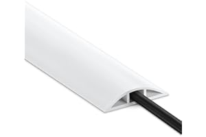 LZEOY 4FT Cord Cover Floor, White Cord Hider Floor, Extension Cable Cover Power Cord Protector Floor, Cable Management Hide Cords on Floor- Soft PVC Wire Covers - Cord Cavity: 0.47" (W) x 0.24" (H)