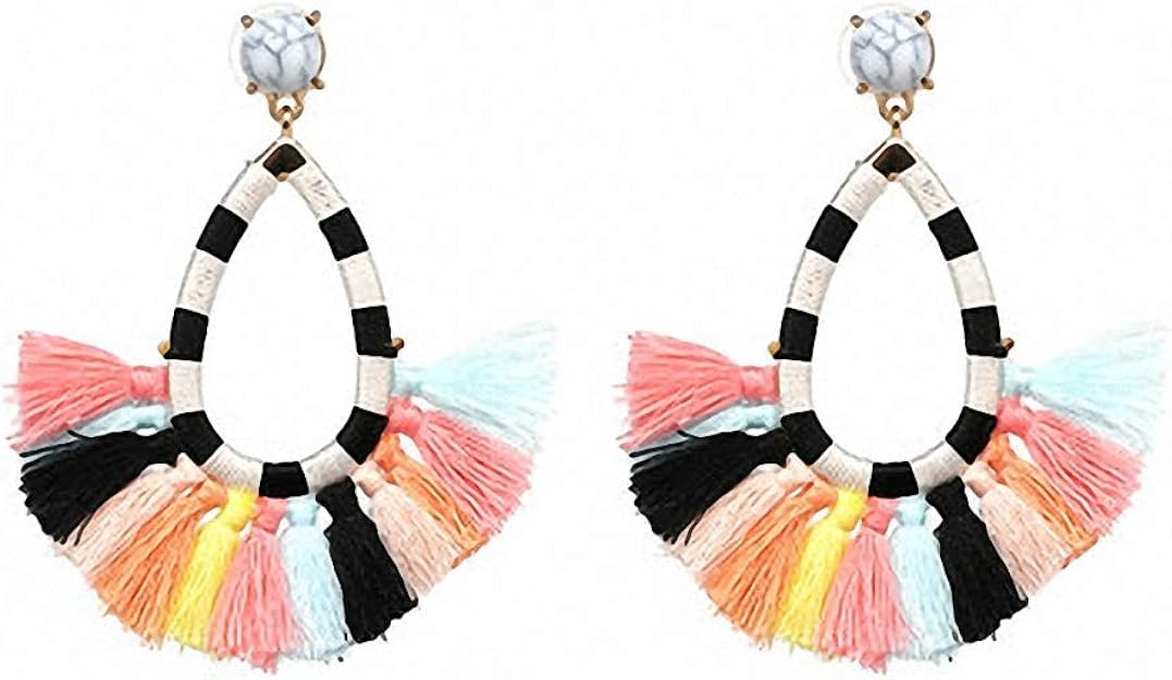 Cotton Tassel Earrings Women Statement Dangle Drops