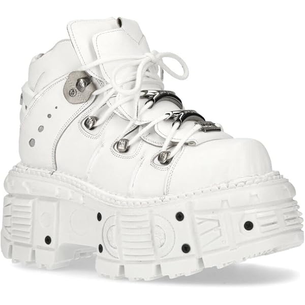 Amazon.com: New Rock M-TANK106-C1 Men's White 100% Leather Goth