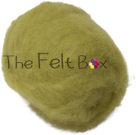 Carded Wool Batt - Pear Green #75 - 100g (3.5oz) for Needle & Wet Felting - The Felt Box, Pear Green (75)