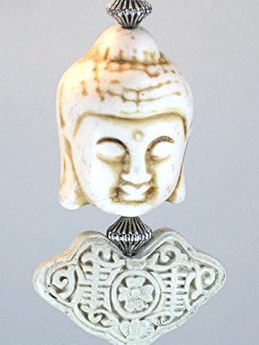Carved Vishnu Hindu God with Off-White Cinnabar Carved Beads Ceiling Fan Pull Chain