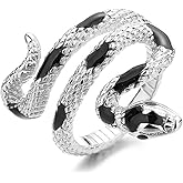 HAIXIAN Spiral Snake Womens Ring,Open Punk Gothic Cocktail Party Wrap Twist Snake S925 Sterling Silver Ring Jewelry for Women