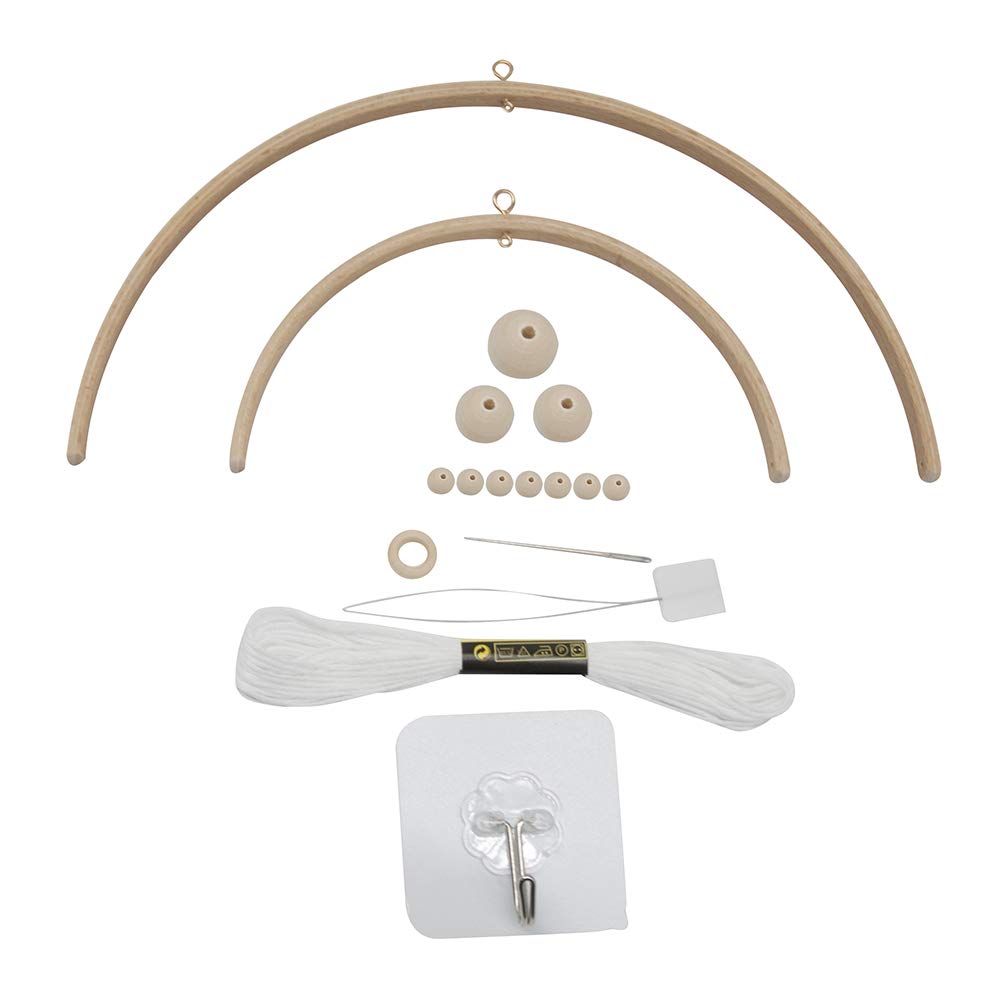 Uposao DIY Baby Crib Mobile Kit Baby Crib Mobile Wooden Wind Chime Bed Bell Nursery Ceiling Wooden Beads Hanging Wind Chime for Bedroom