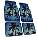 BDK Palm Tree California Carpet Floor Mats for Car SUV - 4 Piece Set, Blue, Licensed Prodcuts, Secure Backing