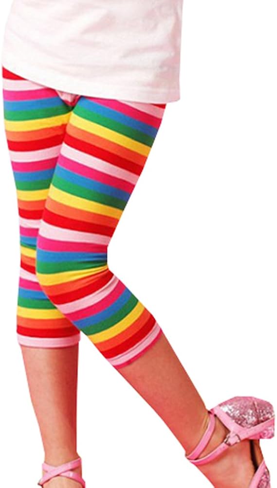 PJPYIF PJPYIF Kind Mädchen Baumwolle Leggings Regenbogen Stripes