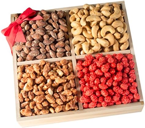 Broadway Basketeers Gift Basket 4 Section Gourmet Assorted Fancy Nuts Tray - Makes For A Perfect Gifts