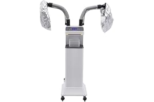 Multifunctional Freestanding Nano Hair Steamer - 2 Steam Caps, 2 Telescopic Tubes, Micro Mist Ozone for Oil Treatment/Dyeing,