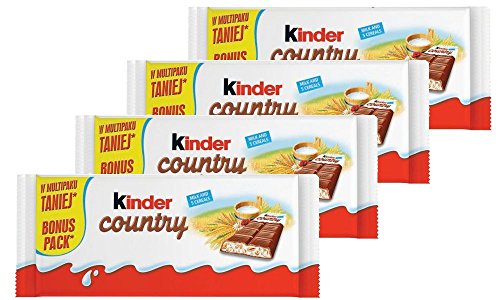 Kinder Country Milk Chocolate with Cereals, 94g (Pack of 4)