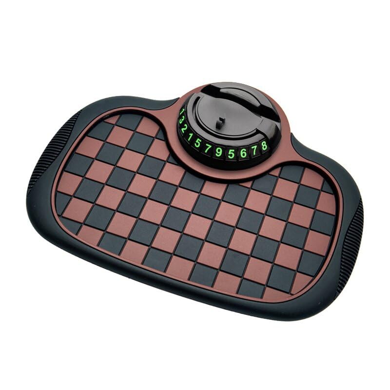 Multifunction Car Anti Slip Mat, 360° Rotatable Phone Holder Dashboard Pad with Temporary Parking Number Rotatable Car Anti Slip Mat Phone Holder
