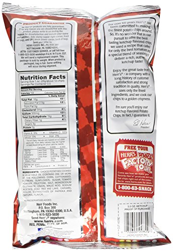 Herr's Ketchup Flavored Potato Chips, 3.5 Ounce (Pack of 16)