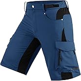 Cycorld Men's Mountain Bike Shorts: Loose Fit Stretch Cargo Shorts with Zipper Pockets for Cycling Hiking Casual Quick Dry