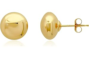 14K Gold Stud Earrings for Women | Yellow Solid Gold Flat & Full Ball Earrings with Gold Butterfly Backs | 4MM-8MM Hypoallergenic Real 14K Button Ball Studs for Women & Men by MAX + STONE