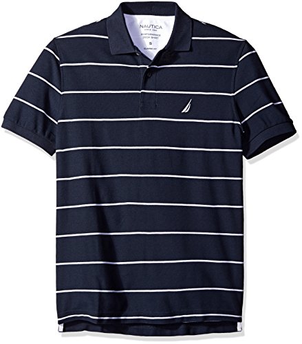 Nautica Men's Stripe Deck Anchor Polo, Navy, Large