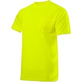 JORESTECH Safety High Visibility Orange or Yellow Short Sleeve Work T Shirt with Chest Pocket, Moisture Wicking Fabric