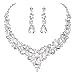 Youfir Bridal Austrian Crystal Necklace and Earrings Jewelry Set Gifts fit with Wedding Dress(Clear) primary